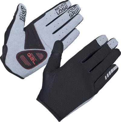 Gripgrab - shark padded lange vinger zomer mtb gravel fietshandschoenen met padding - zwart - unisex - maat m
