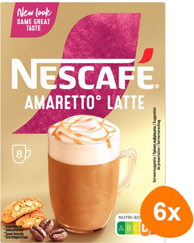Nescafé amaretto latte oploskoffie - 6 doosjes x 8 zakjes