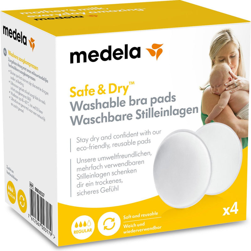 Medela wasbare zoogkompressen - herbruikbaar - zacht en comfortabel - wasbaar op 40–60°c - 4 stuks