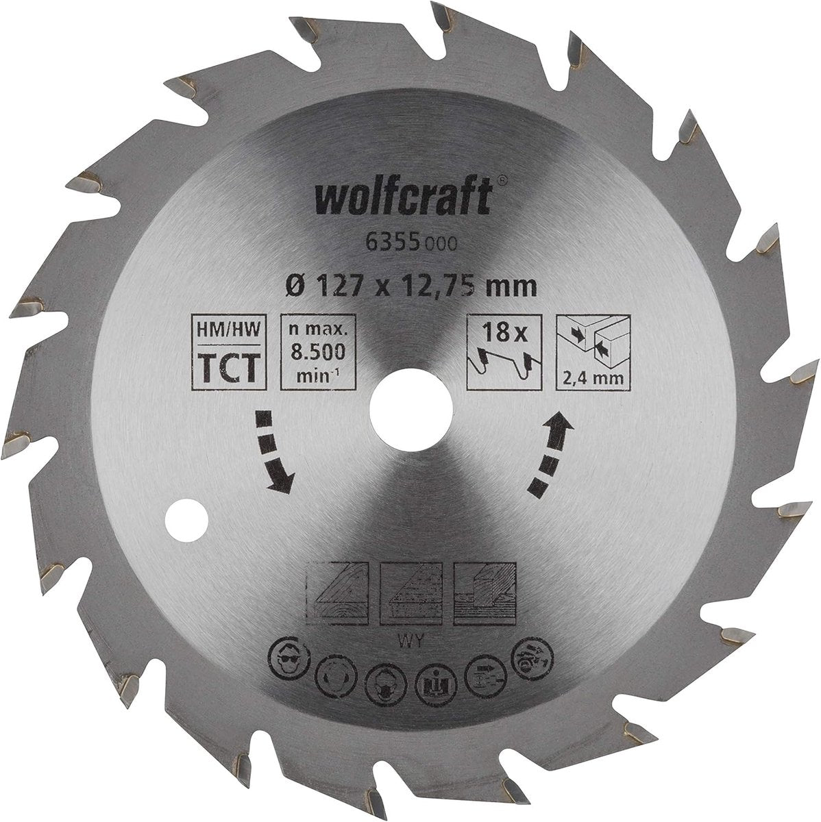 Wolfcraft - cirkelzaagblad 127mm - 18 tanden - 12,75 m boring - voor cirkelzaag - 6355000