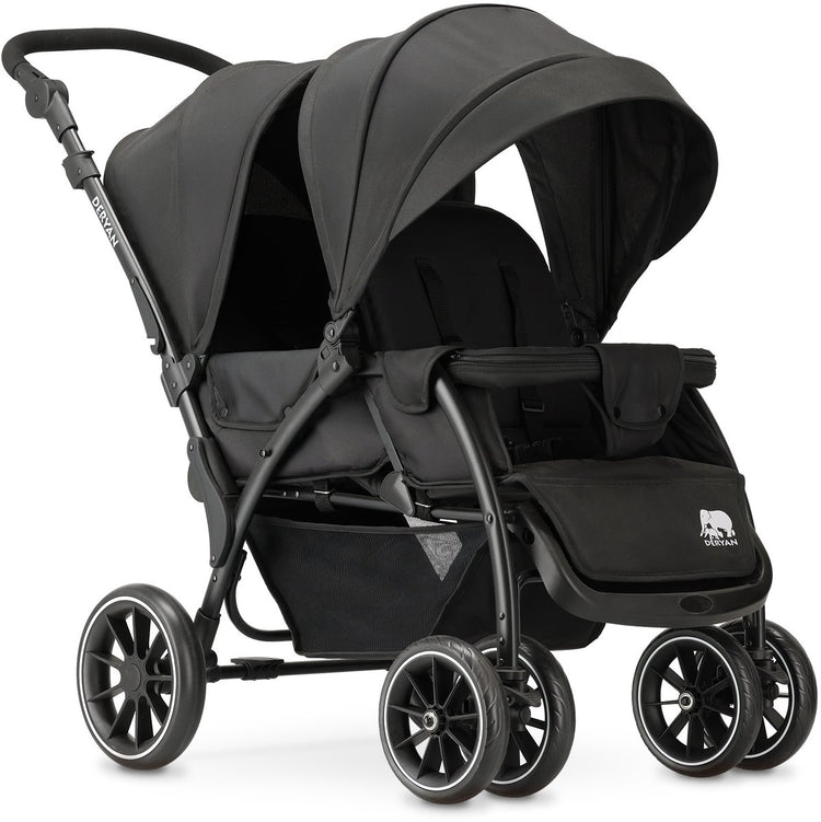Deryan elena duo buggy - dubbele buggy - compact lichtgewicht - zwart
