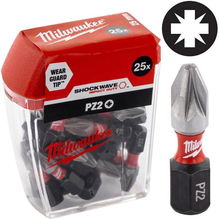 Milwaukee accessoires shockwave gen ii pz2 25mm 25stuks - 4932430864