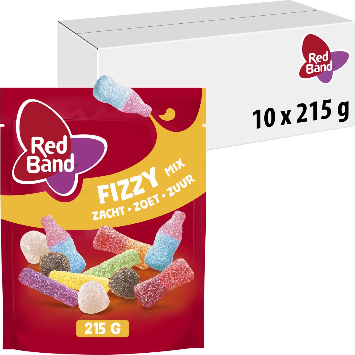 Red band snoepmix fizzy zak (10x 215g)