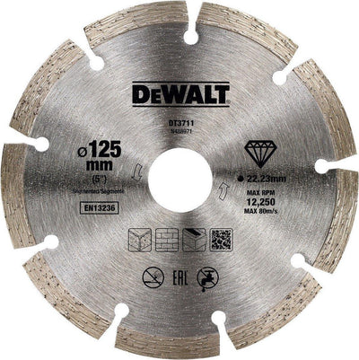 Dewalt accessoires dewalt diamantblad gesegmenteerd 125mm dt3711 - dt3711-qz