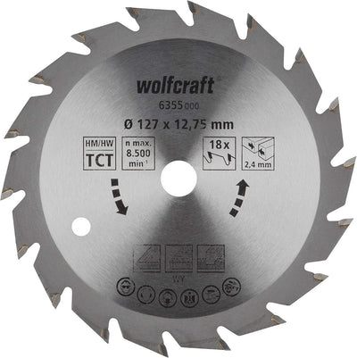 Wolfcraft - cirkelzaagblad 127mm - 18 tanden - 12,75 m boring - voor cirkelzaag - 6355000