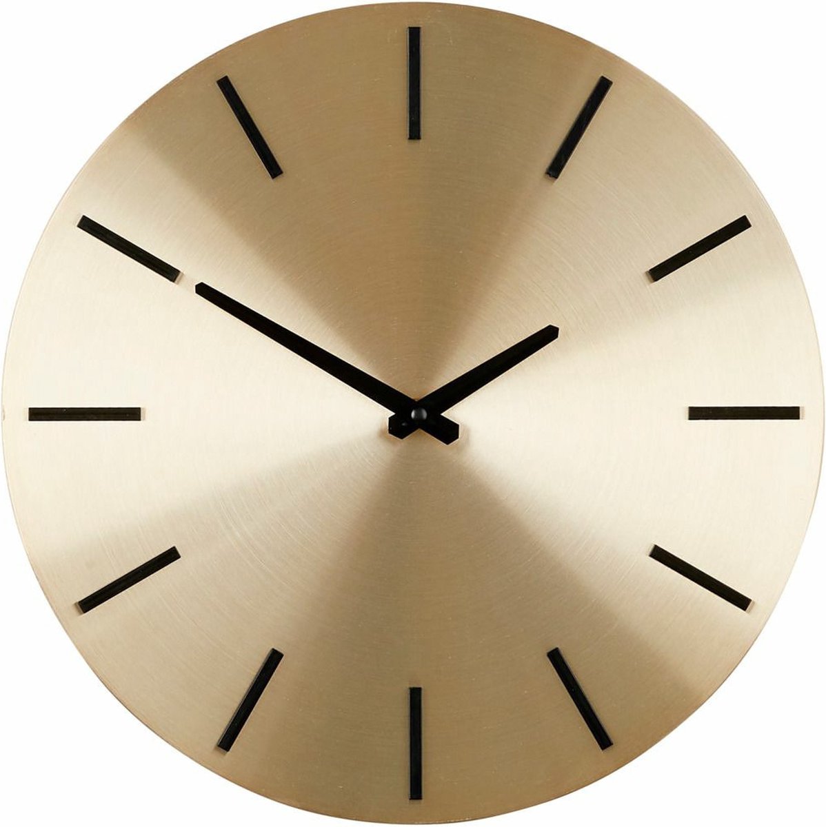 Mica decorations wandklok - goud zwart - aluminium - d35,5 cm - muur klok