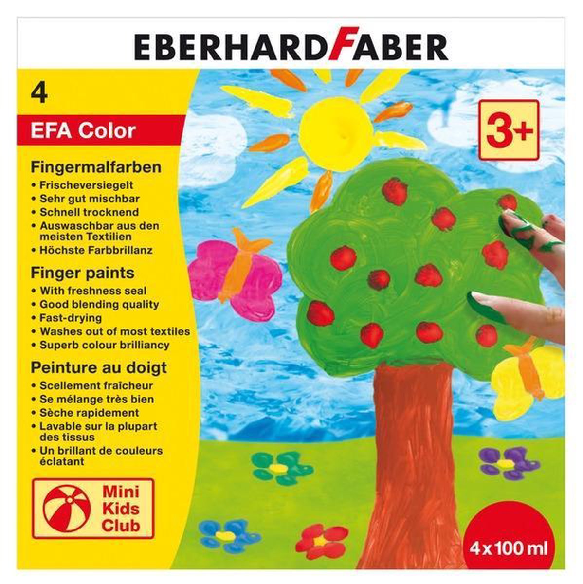 Eberhard faber vingerverf - efa color - 4 x 100ml - assorti - ef-578804