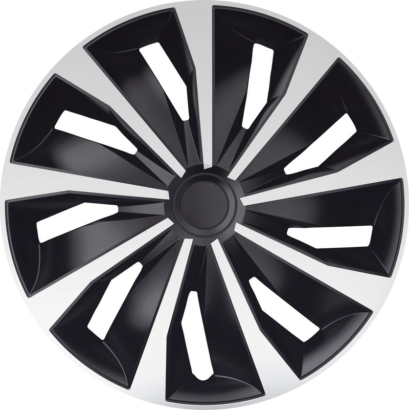 Carpoint wieldoppenset grip 14 inch zwart zilver 4 stuks