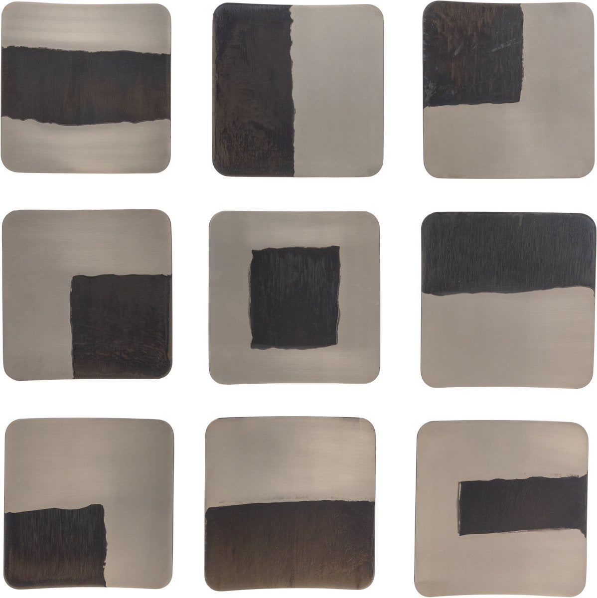 Woood nami wanddeco set - metaal - nikkel - 25x25x25