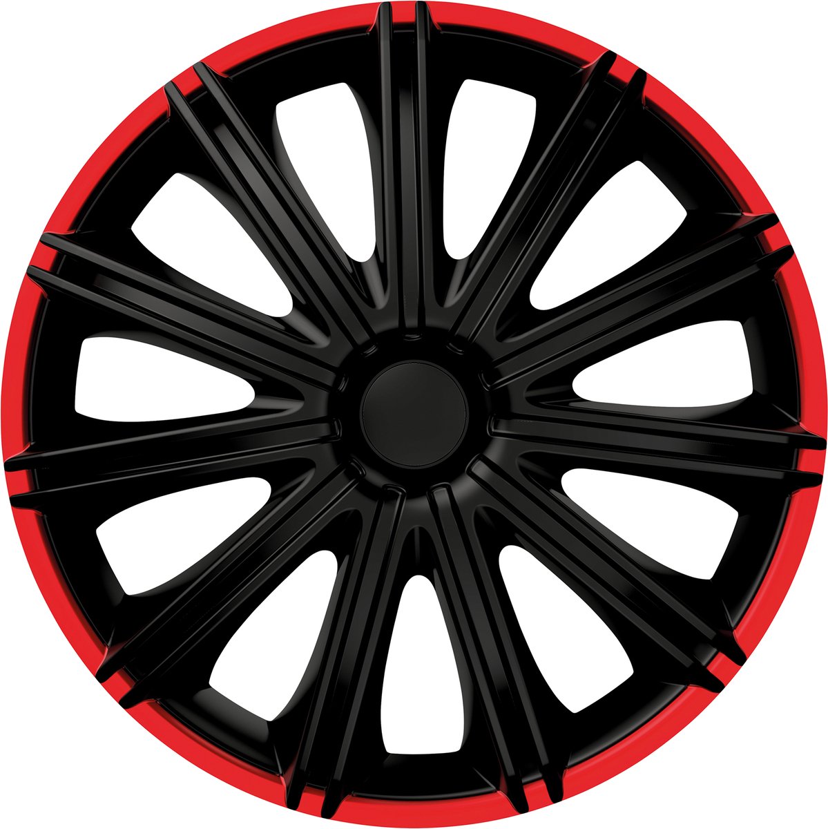 Carpoint wieldoppen nero 14 inch abs zwart rood set van 4