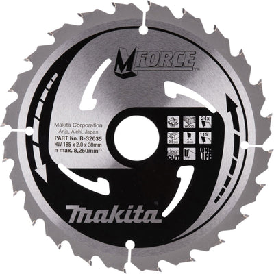 Makita cirkelzaagblad voor hout | mforce | ø 185mm asgat 30mm 24t - b-32035