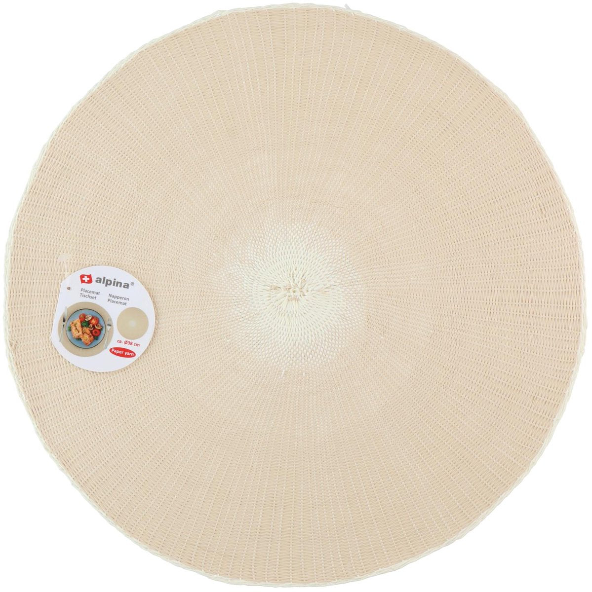 Alpina ronde placemat 38 cm - gevlochten placemat - papiergaren - tafelonderlegger - beige