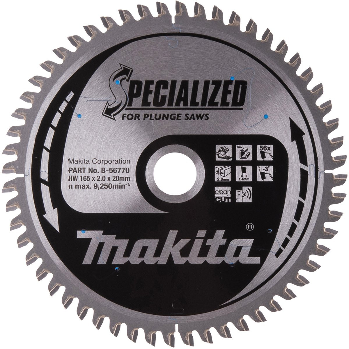 Makita accessoires makita invalcirkelzaagblad voor aluminium | specialized | ø 165mm asgat 20mm 56t - b-56770