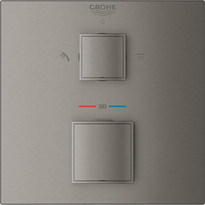 Grohe grohtherm cube douchethermostaatkraan - met trim set - hard graphite - 24154al0
