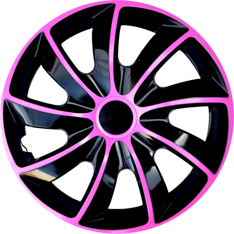 Nrm quad bicolour - wieldoppen 14 - set van 4 stuks kunststof - roze zwart