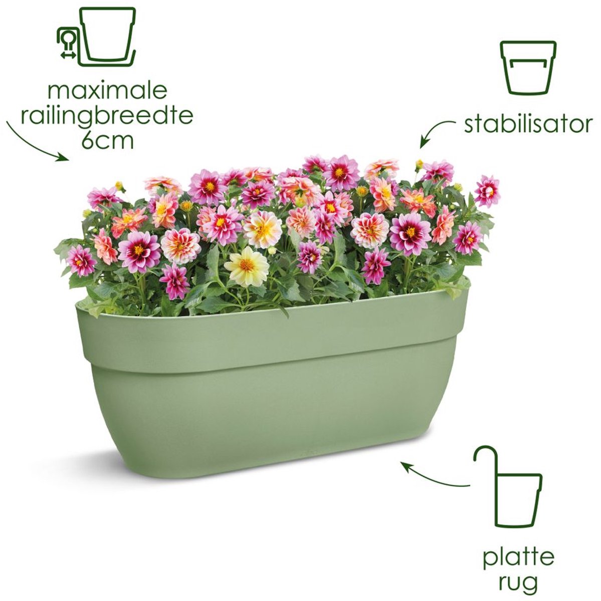 Elho vibia campana easy hanger l 46 - balkonbak met ophanghaken - 100% gerecycled plastic - ø 46.0 x h 26.5 cm - esdoorn paars