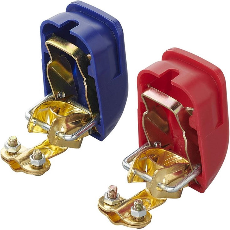 Proplus set van 2 accupoolklemmen met snelsluiting ø 16-18 mm – voor din-accupolen 12 24v – plus en min – blauw rood