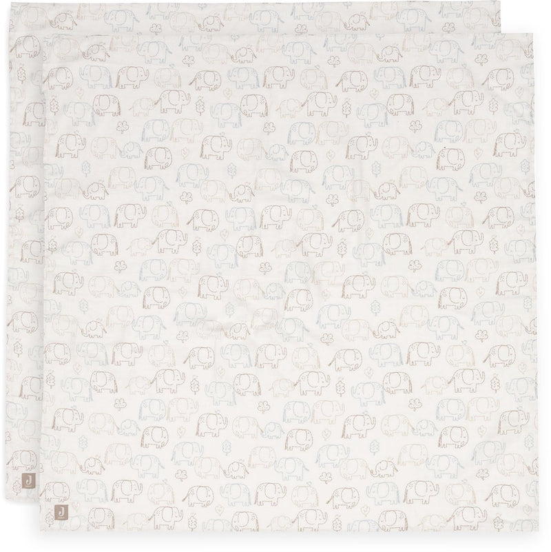 Jollein hydrofiele doek large - 115x115cm - elephant tales - 2 stuks