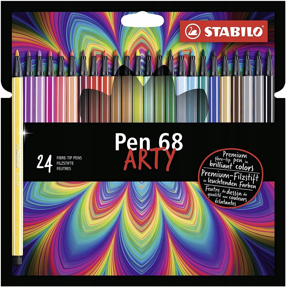 Stabilo pen 68 markers - 24 kleuren set in kartonnen doos