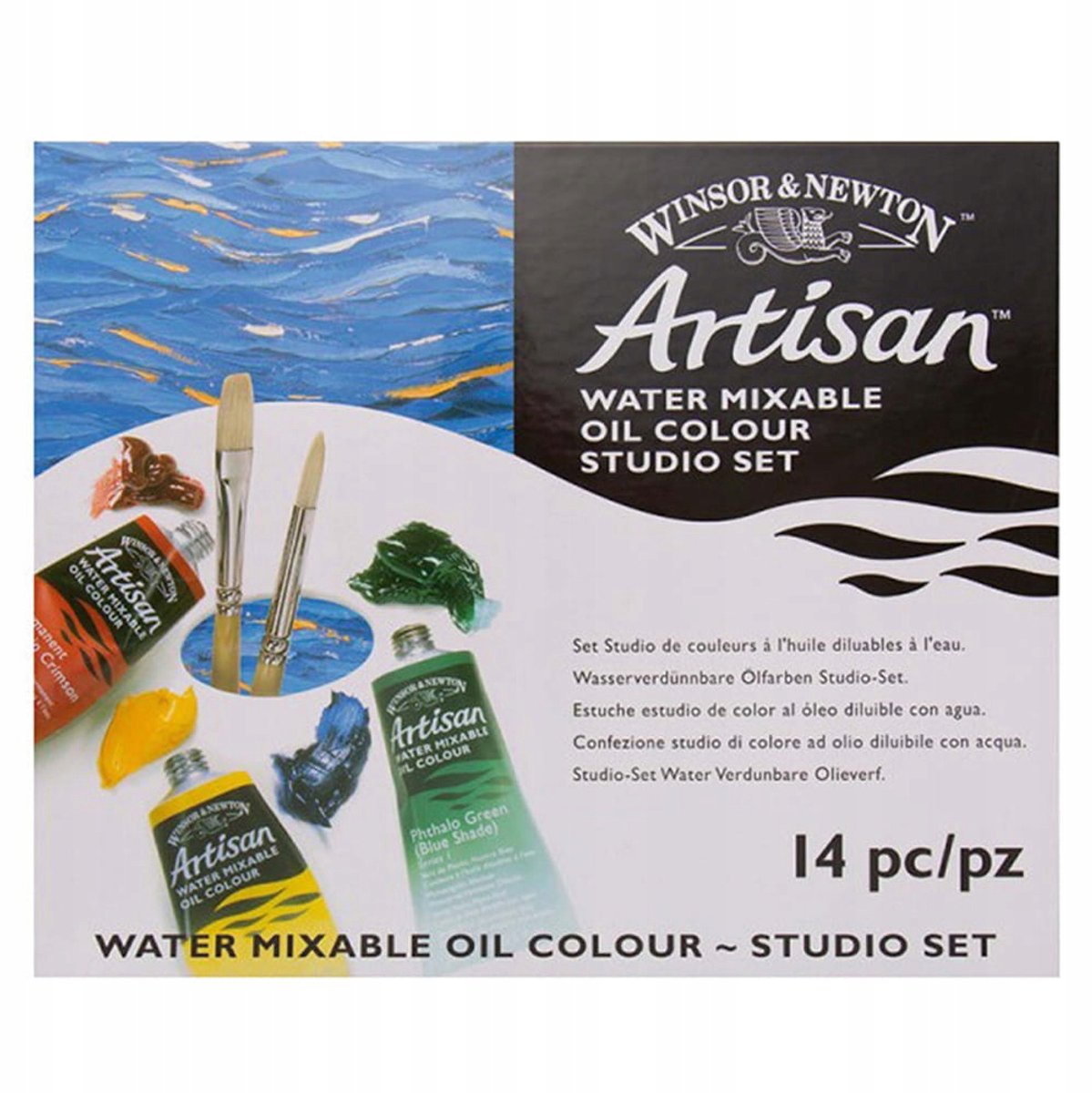 Winsor newton 1590268 artisan water mixable oil colour - studio set 10x37ml + medium penselen