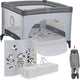 Lionelo bonnie babybox kinderbox 0-36 maanden – opvouwbare speelbox met t25 schuimmatras, zijdeur met ritssluiting, mesh zijkanten, wielen met rem en draagtas – tot 15 kg