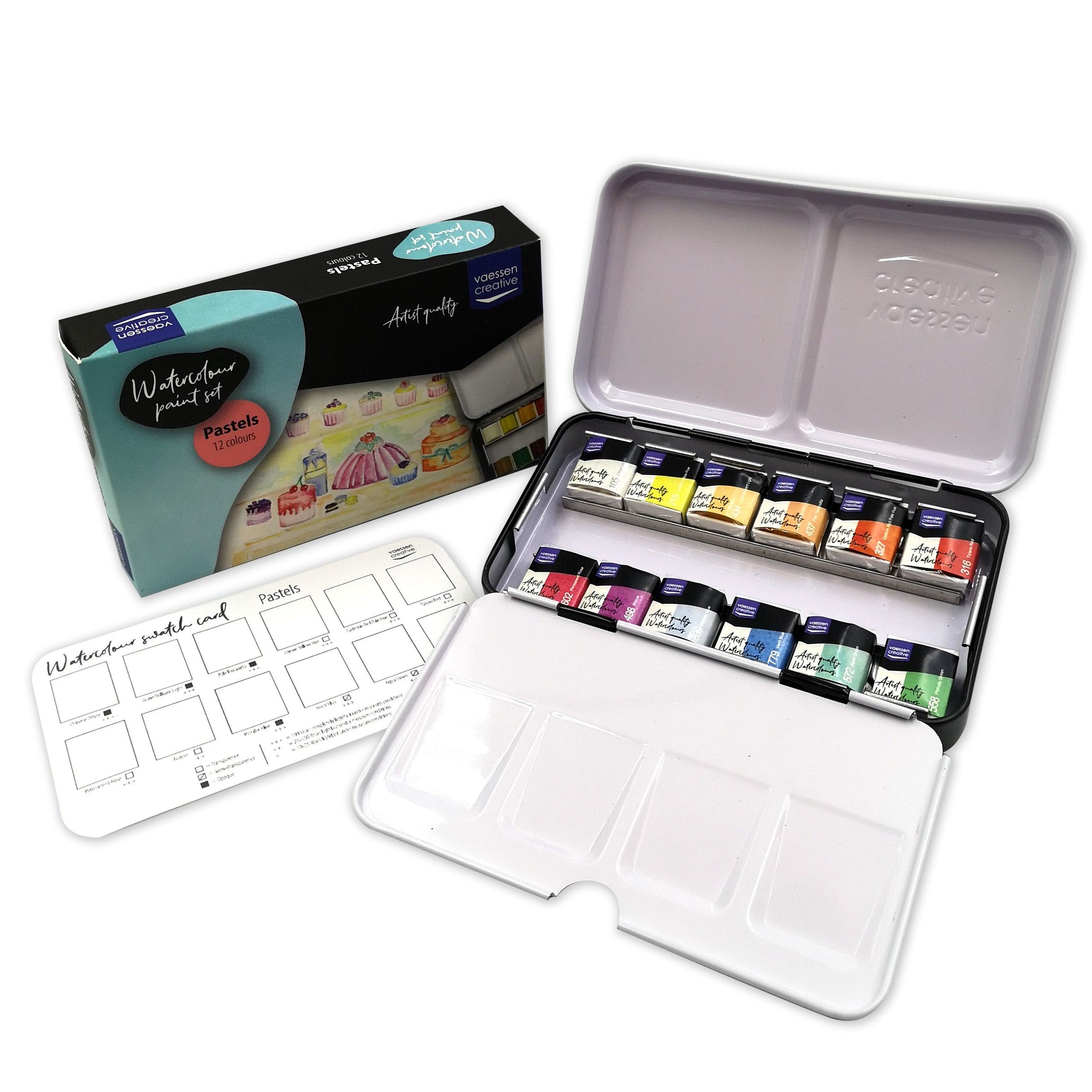 Vaessen creative • aquarelverf set pastel 12 kleuren