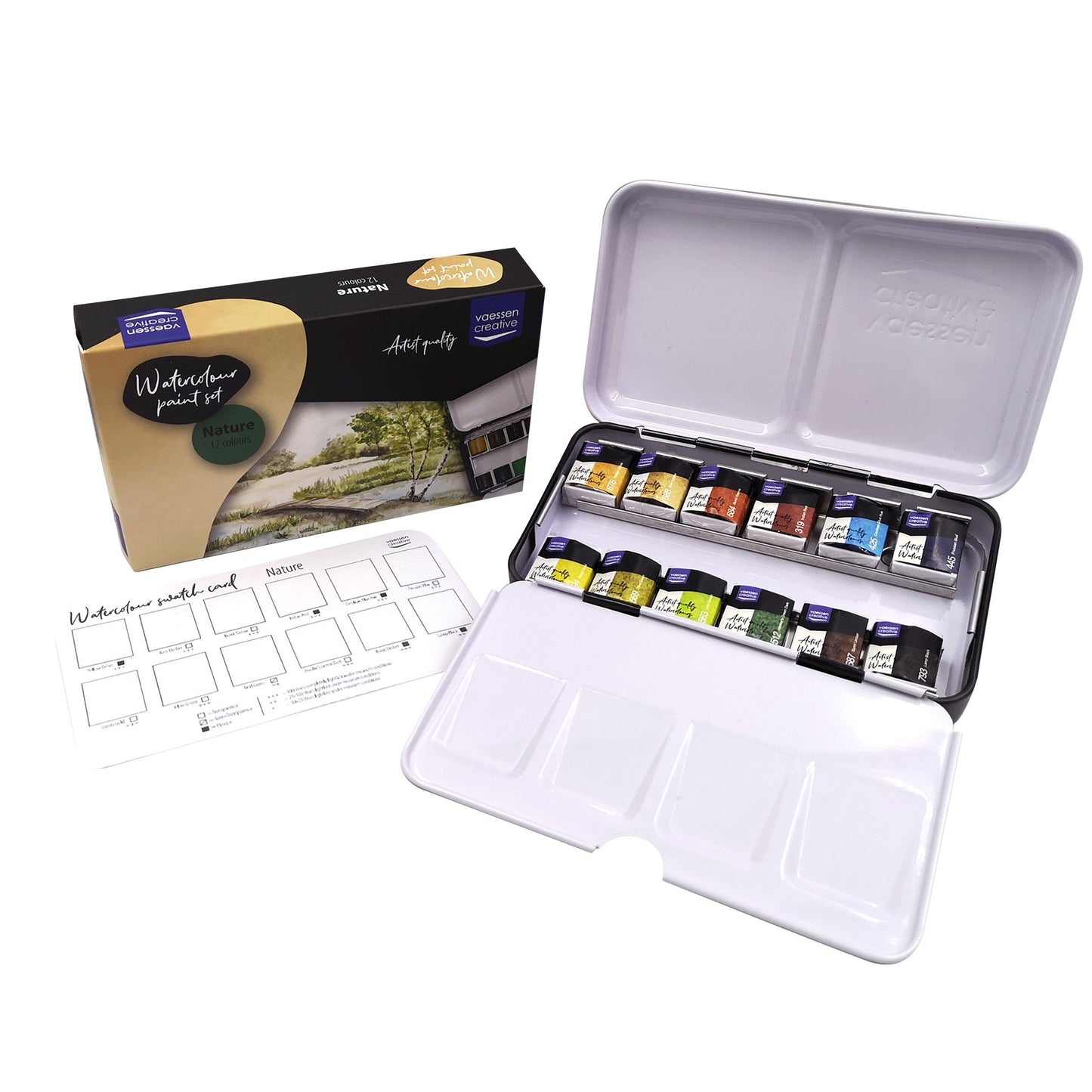 Vaessen creative • aquarelverf set natuur 12 kleuren