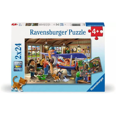 Ravensburger puzzel airplane train repair 2x24 stukjes