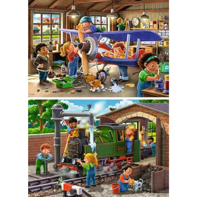 Ravensburger puzzel airplane train repair 2x24 stukjes