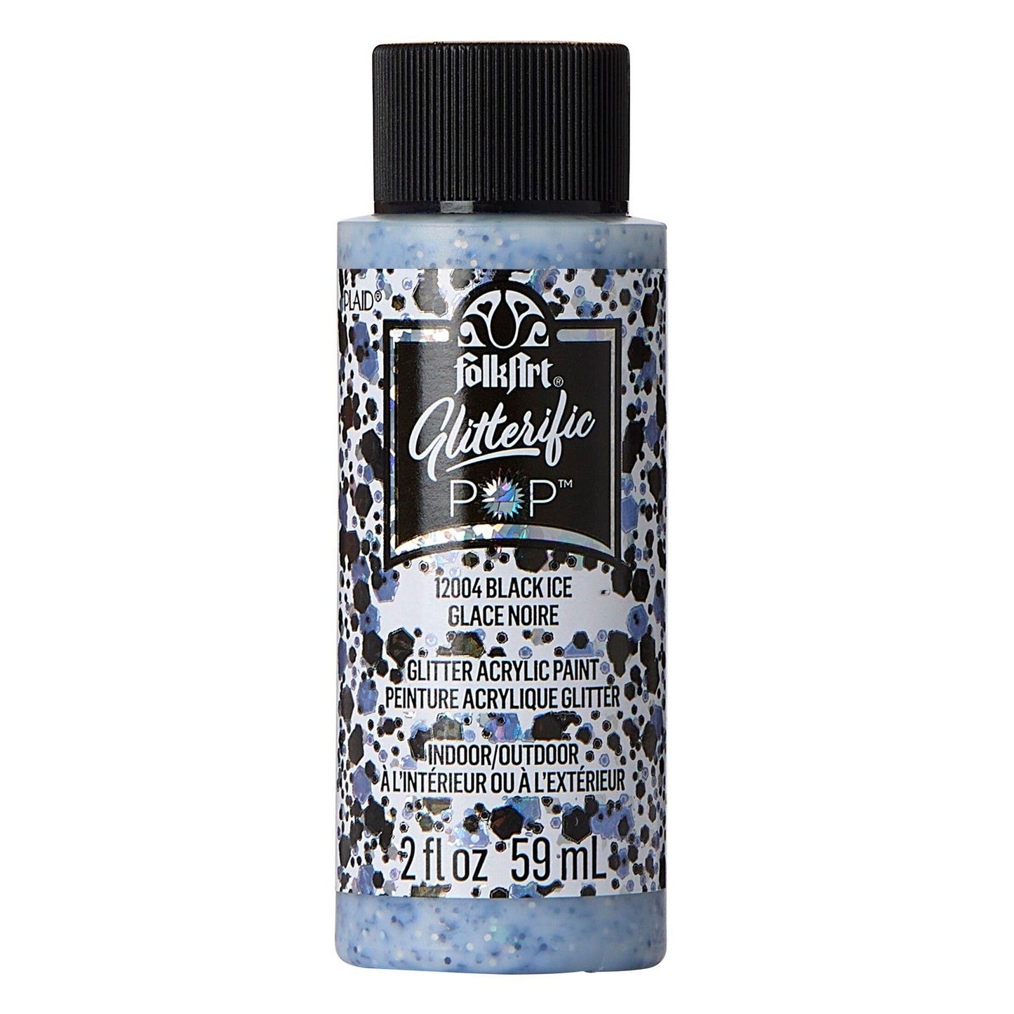 Folkart • glitterific pop acrylic paint black ice 59ml