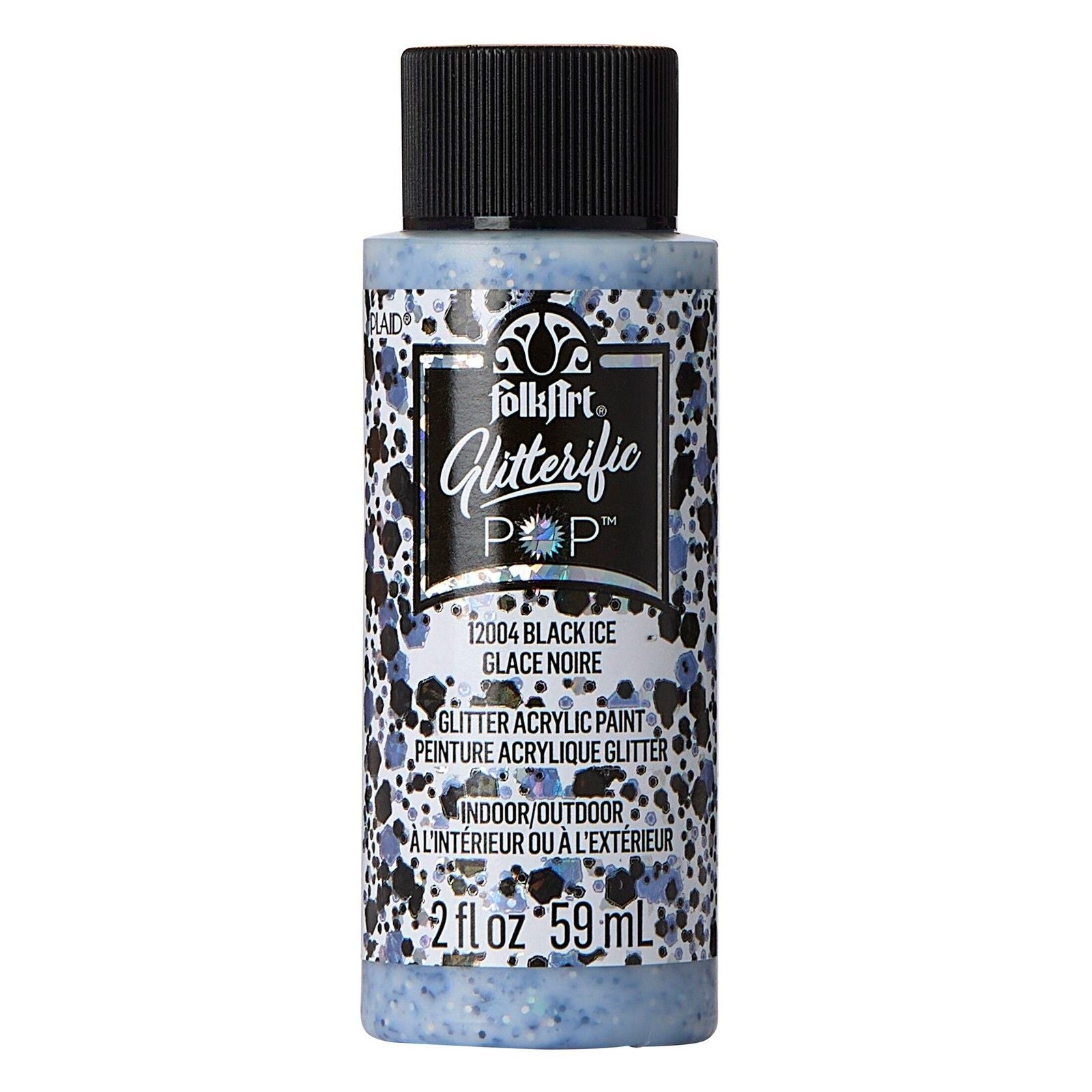 Folkart • glitterific pop acrylic paint black ice 59ml