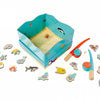 Simba houten visspel educatief speelgoed aquarium magneet hengel 19-delig.