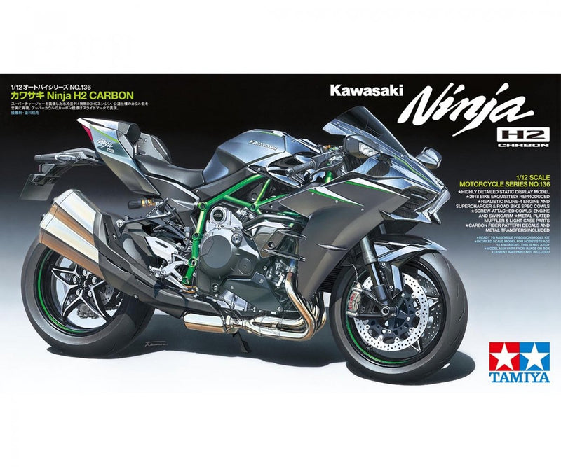 Tamiya modelbouwpakket auto - 14136 kawasaki ninja h2 carbon plastic - 1:12 - modelbouw