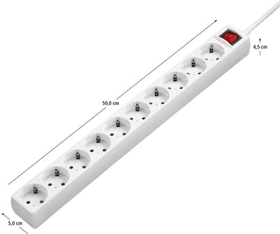 Hama stekkerdoos met schakelaar - 10-voudig - 3m kabel - wit
