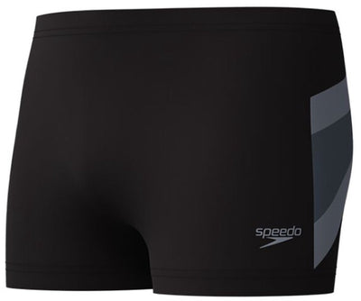 Speedo hyperboom aquashort heren - zwembroek heren - chloorbestendige zwemshort heren - zwemboxer heren met trekkoord - zwart grijs - s