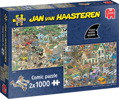 Jan van haasteren - safari storm - 2-in-1 puzzel - 2 x 1000 stukjes puzzel - legpuzzel