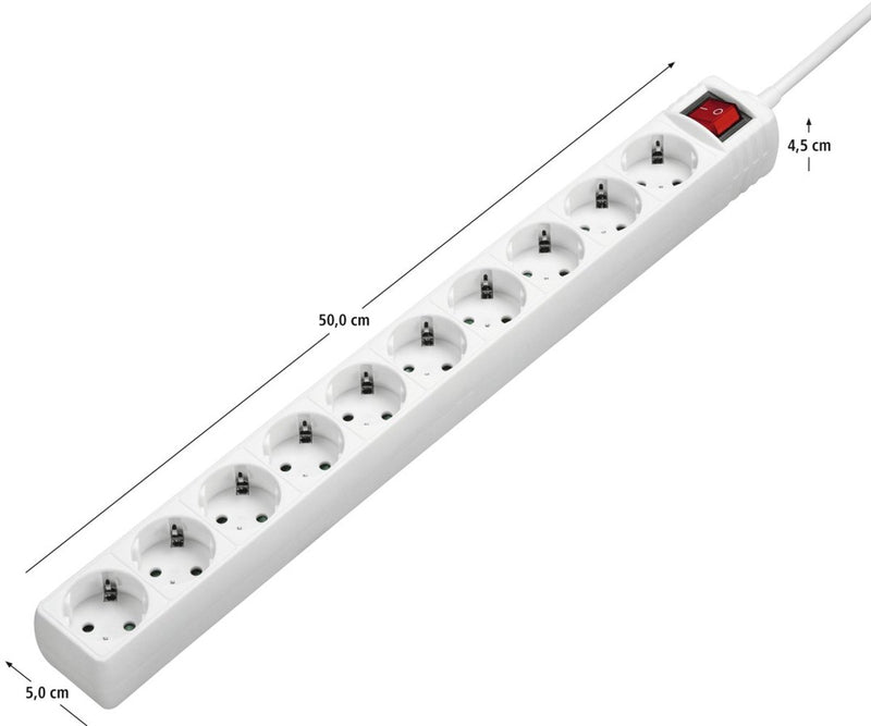 Hama stekkerdoos met schakelaar - 10-voudig - 3m kabel - wit