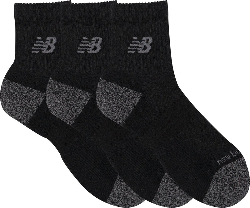 New balance active qtr socks 3 pack unisex sportsokken - black 35-37