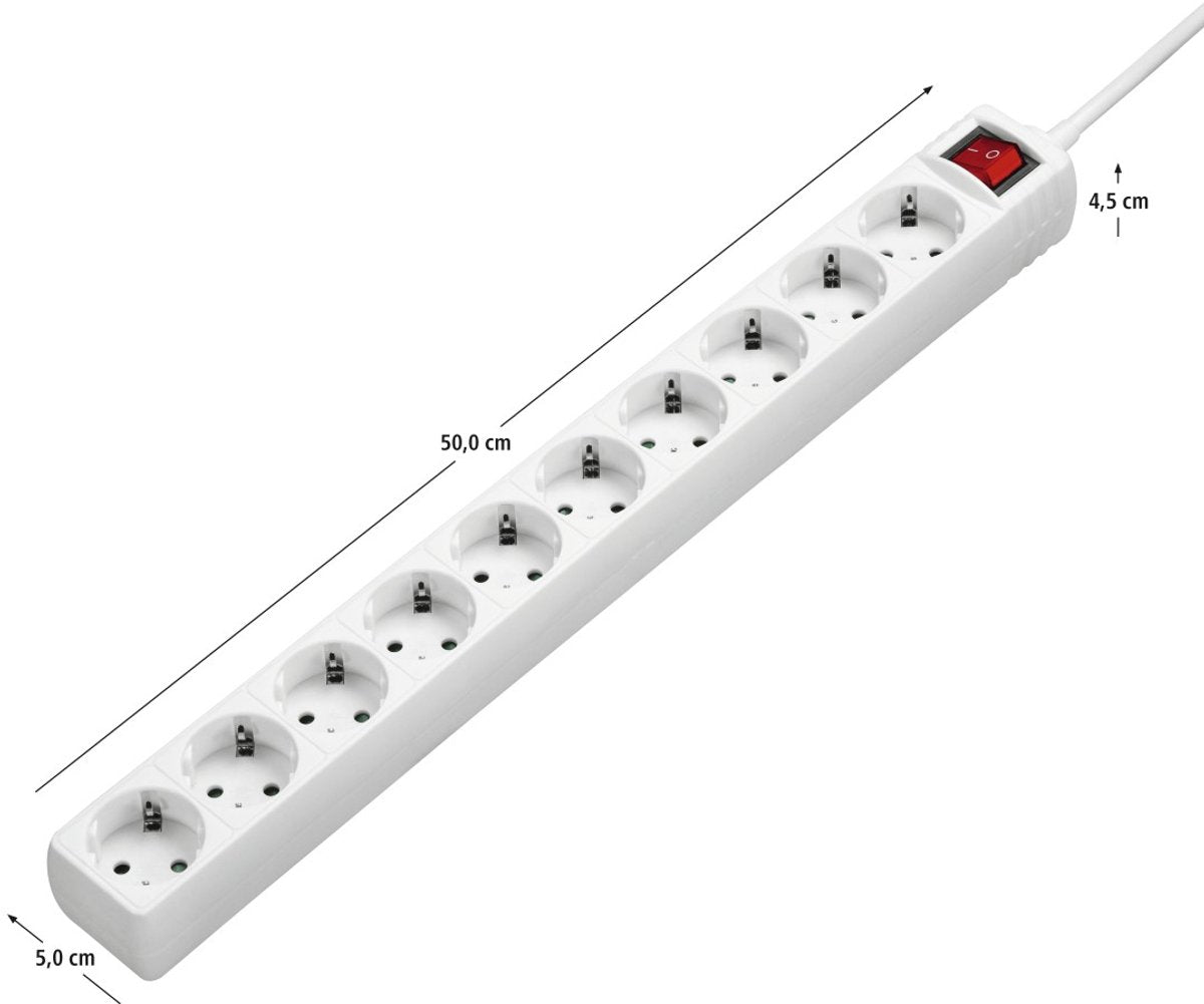 Hama stekkerdoos met schakelaar - 10-voudig - 3m kabel - wit