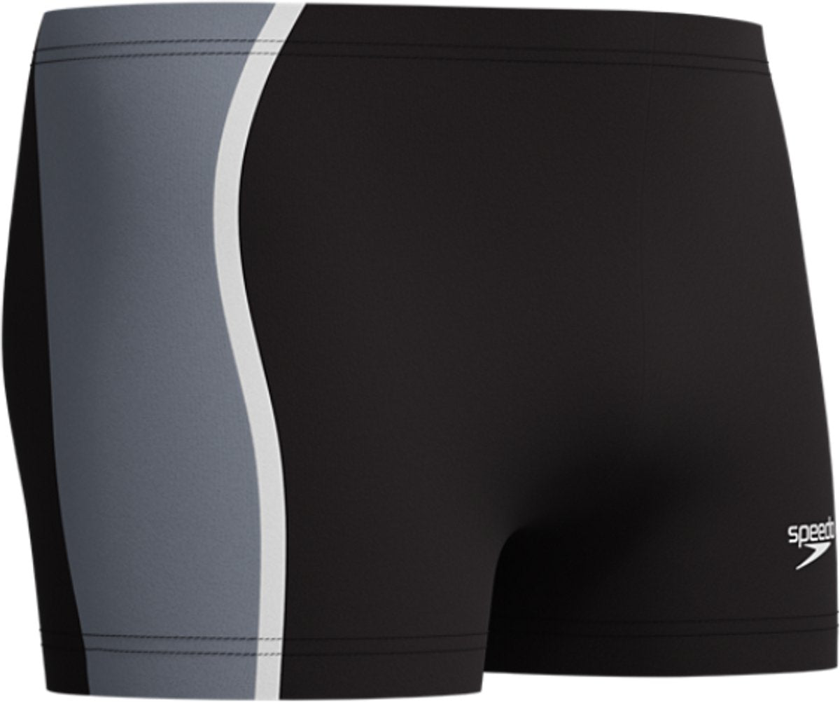 Speedo solid splice aquashort heren - strakke zwemshort heren - chloorbestendige zwemboxer heren - sportzwembroek heren met trekkoord - zwart grijs - s