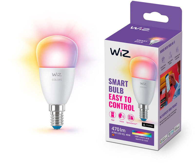 Wiz kogellamp - gekleurd en wit licht - slimme led verlichting - e14 fitting - 40w - mat - wi-fi