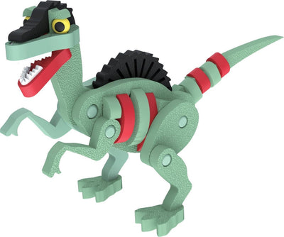 Eddy toys 3d dino puzzel - 62 stuks eva schuim - educatief speelgoed voor kinderen vanaf 6 jaar - stimuleert creativiteit en fijne motoriek - 37x23,5x15,5 cm - groen met rode en zwarte accenten