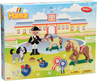 Merkloos sans marque hama - strijkkralen set - paardenrijschool thema