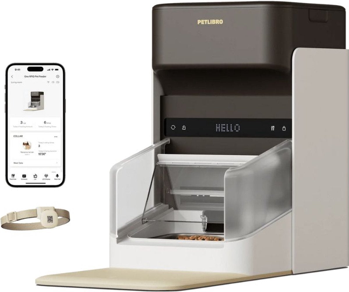Petlibro one automatische voerbak met chip herkenning - voerbak - zwart