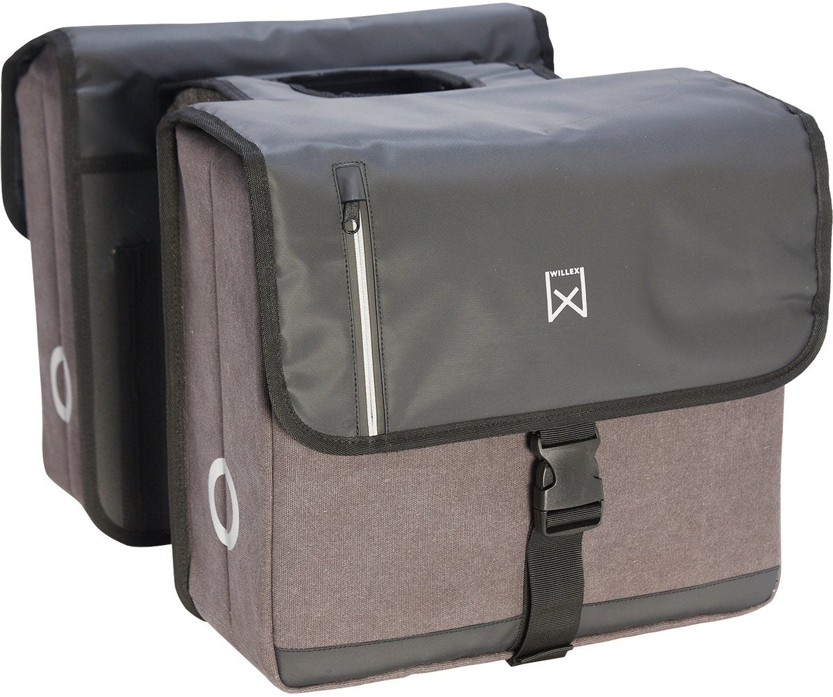 Willex - dubbele canvas bisonyl tas - 40 liter - universele bevestiging - zwart grijs