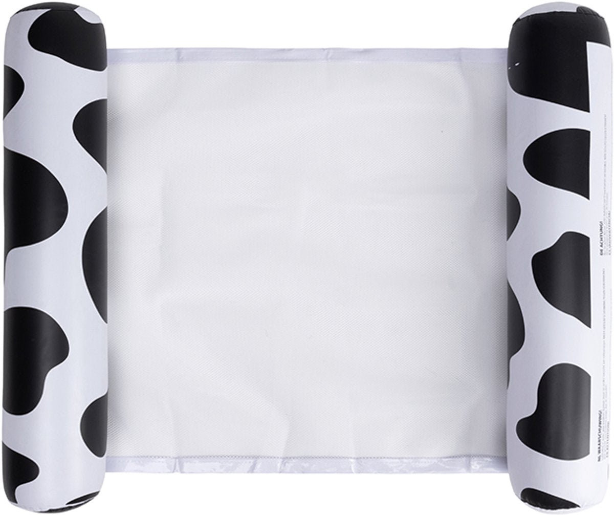 Swim essentials - waterhangmat - 117 cm - zwart wit - koeienprint- suntanner