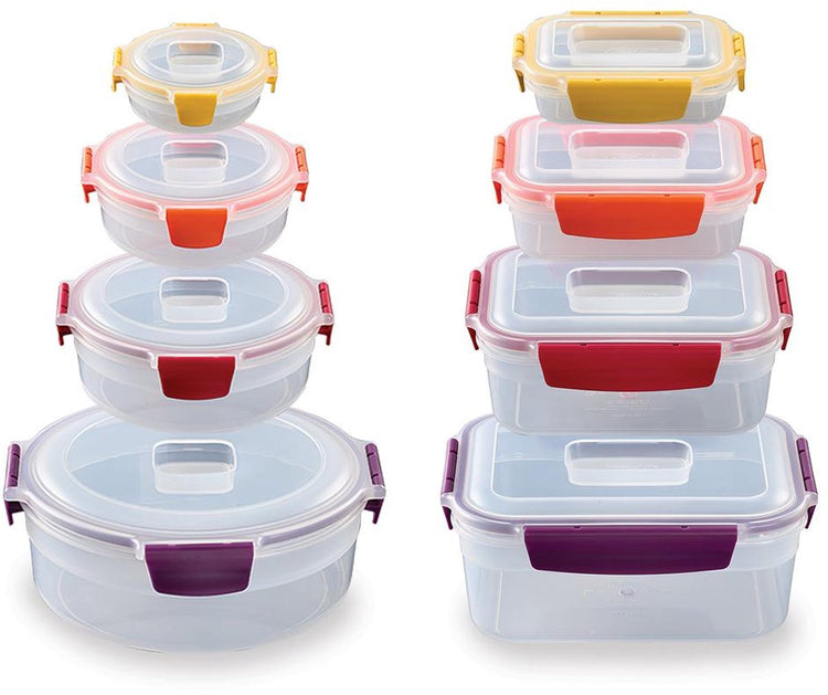Joseph joseph nest lock 8-delige vershoudbakken set, rond vierkant