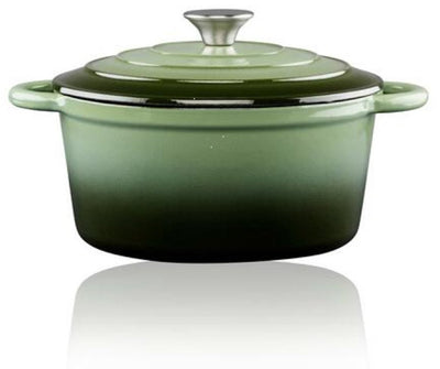 Alpina braadpan stoofpan - gietijzer emaille - 3,8 liter - d24 cm - groen - voor stoofpotten stoofvlees