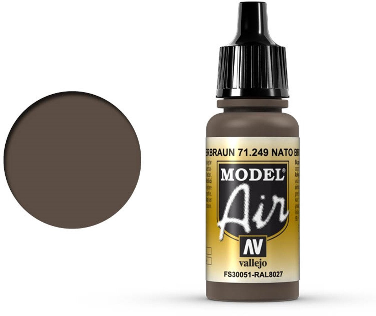 Vallejo hobbyverf acrylverf - 71249 model air nato brown - acryl verf flesje - 17 ml