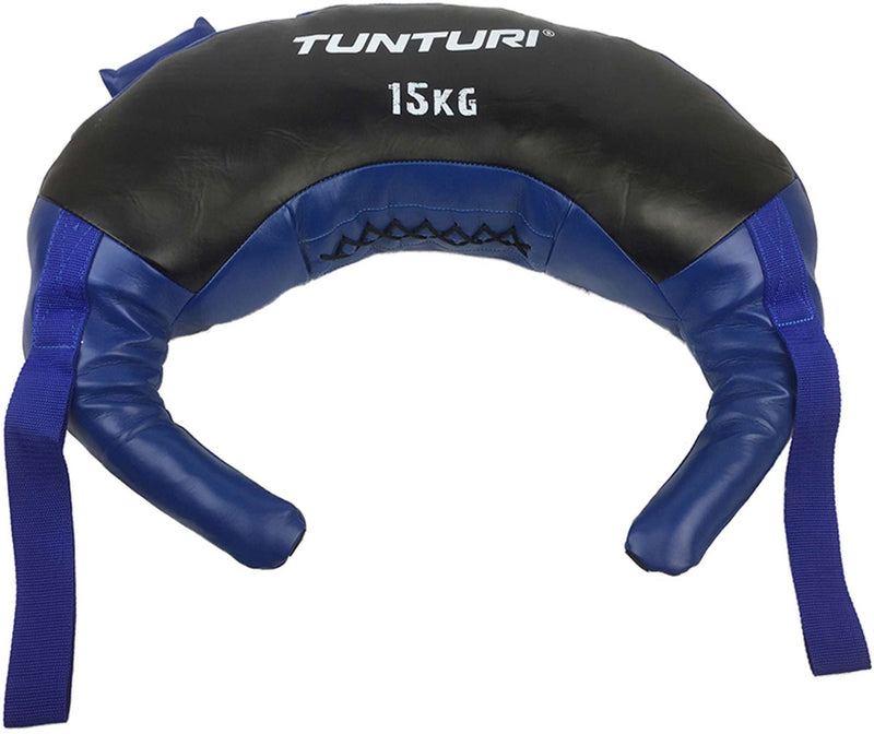 Tunturi bulgarian bag gewicht 15kg - fitness sandbag voor krachttraining - powerbag blauw - incl. gratis fitness app